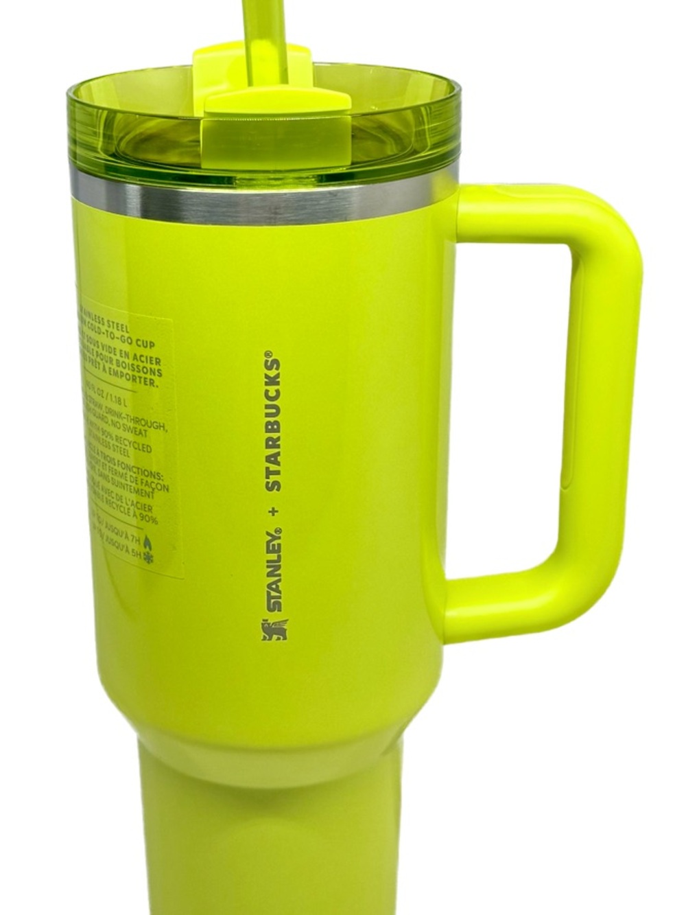 Neon Green Travel Mug with Handle